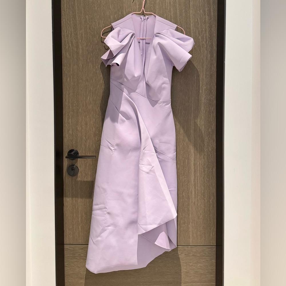 Acler Redwood Ruffled-sleeve Midi Dress In Purple - Picture 5 of 11